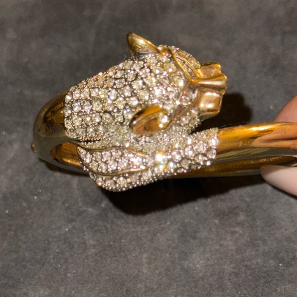 MOV WIFE VTG Gold Pave Crystal Panther Bracelet - Picture 13 of 17